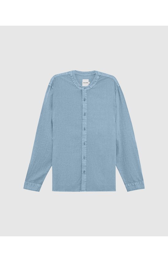 Camisa Masculina Gola Redonda Em Linho Com Algodão