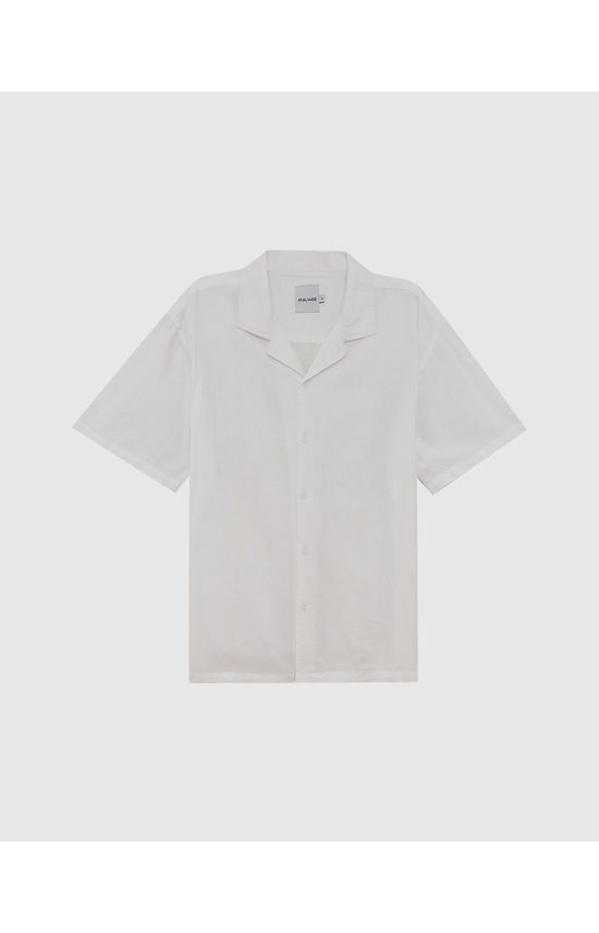 Camisa Masculina Manga Curta Em Linho Com Algodão