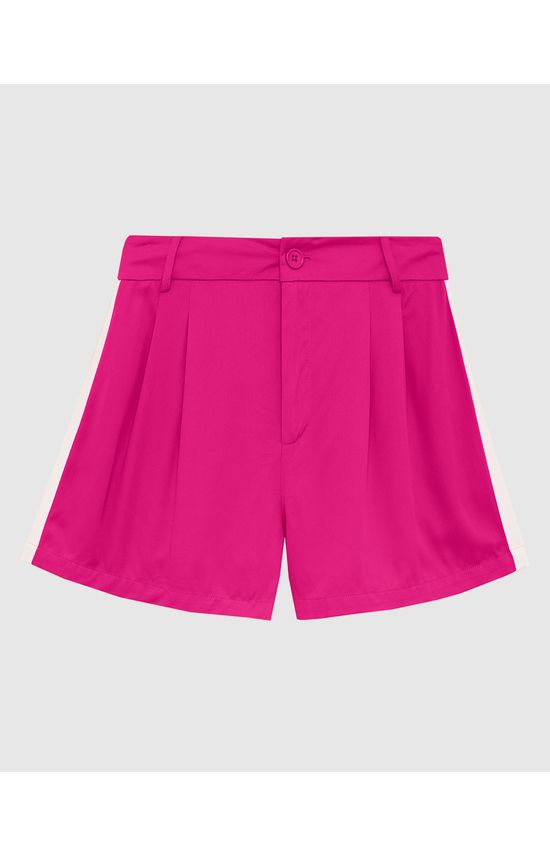 Shorts Feminino Faixa Contraste Em Viscose Sarjada