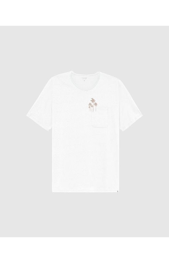 Camiseta Masculina Com Bolso Funcional Em Malha Linho