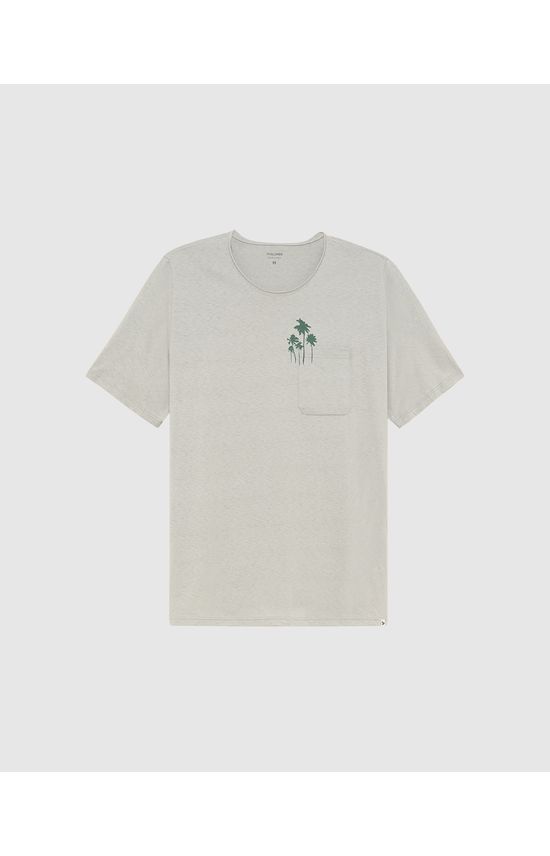 Camiseta Masculina Com Bolso Funcional Em Malha Linho