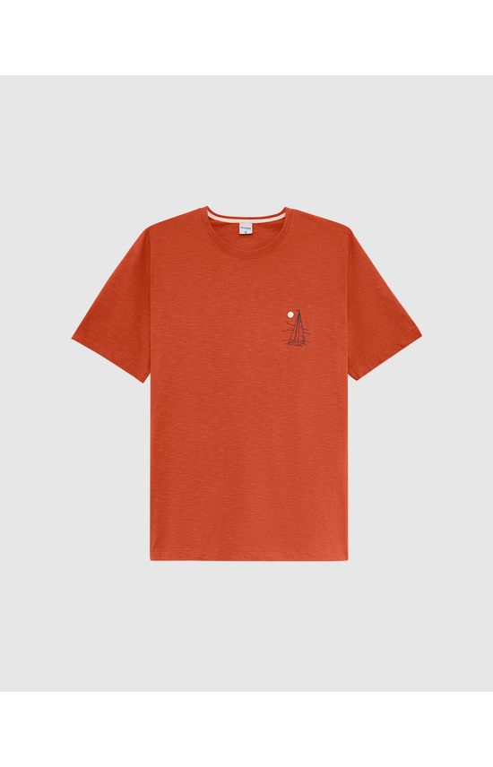 Camiseta Masculina Estampa Frente E Costas Em Malha Flamê