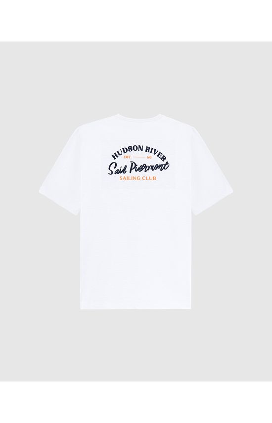 Camiseta Masculina Estampa Frente E Costas Em Malha Flamê