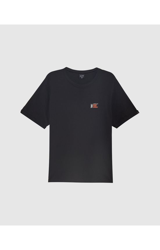 Camiseta Masculina Manga Dobrada Em Malha Linho Texturizada
