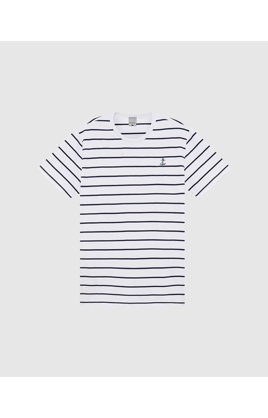 Camiseta Tradicional Masculina Em Malha Listrada Fio Tinto