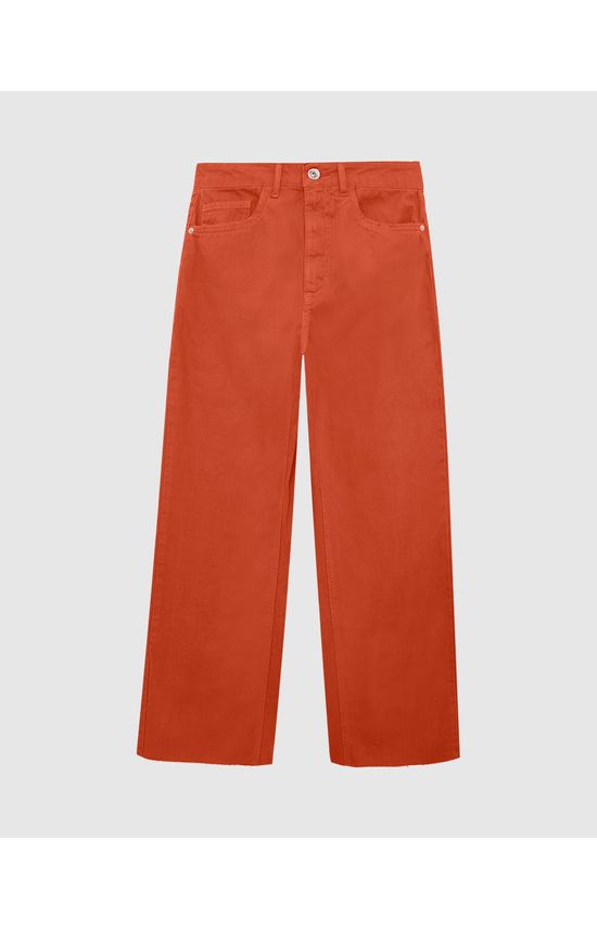 Calça Straight Cropped Feminina Em Sarja 100% Algodão