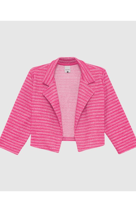 Blazer Cropped Feminino Em Malha Tweed