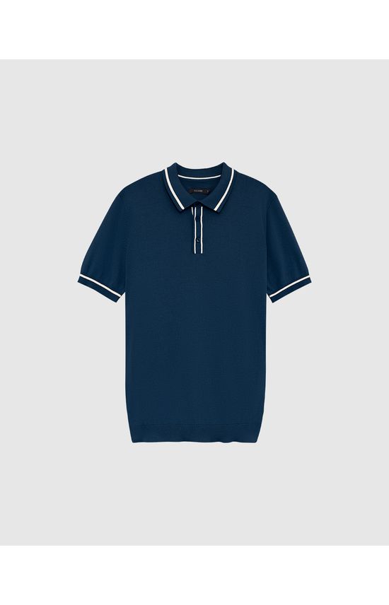 Camisa Polo Masculina Retilínea Diferenciada Em Tricô