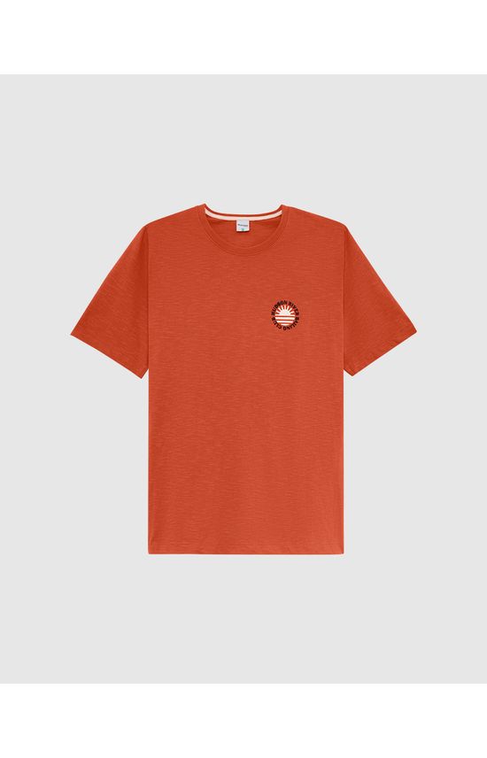 Camiseta Masculina Plus Size Estampa Frente E Costas Em Malha Flamê