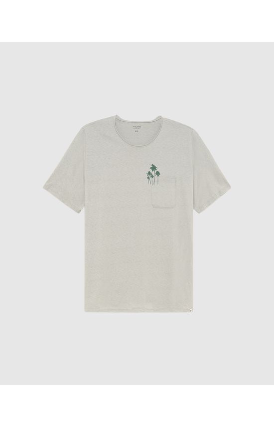 Camiseta Masculina Plus Size Com Bolso Funcional Em Malha Linho