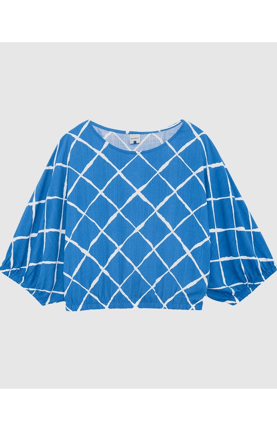 Blusa Feminina Xadrez Manga 7/8 Em Viscose