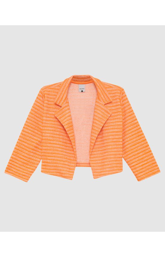 Blazer Cropped Feminino Em Malha Tweed