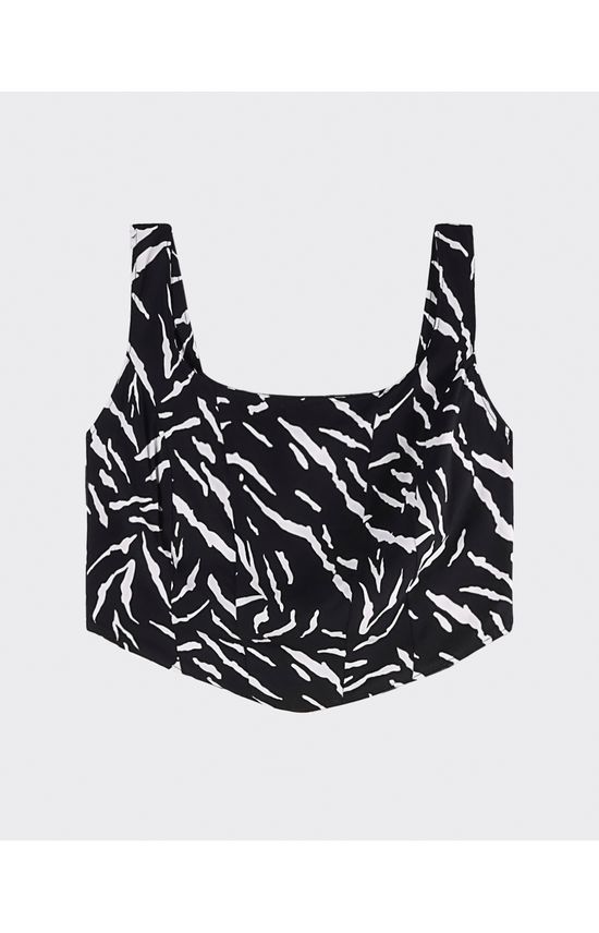 Blusa Cropped Corselet Feminina Estampada Em Viscose - ENFIM