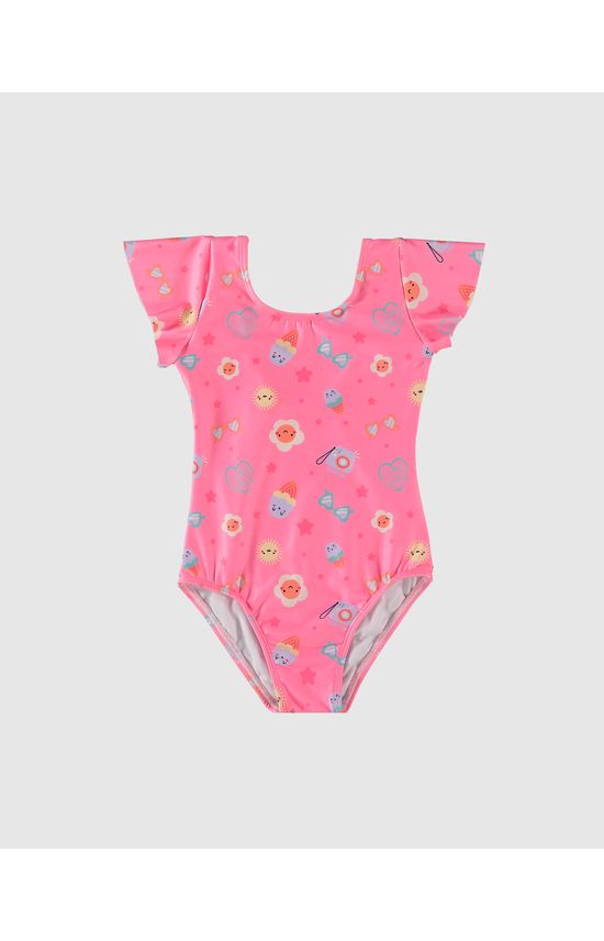 Maiô Infantil Menina Estampado Em Malha UV50+ Malwee Kids