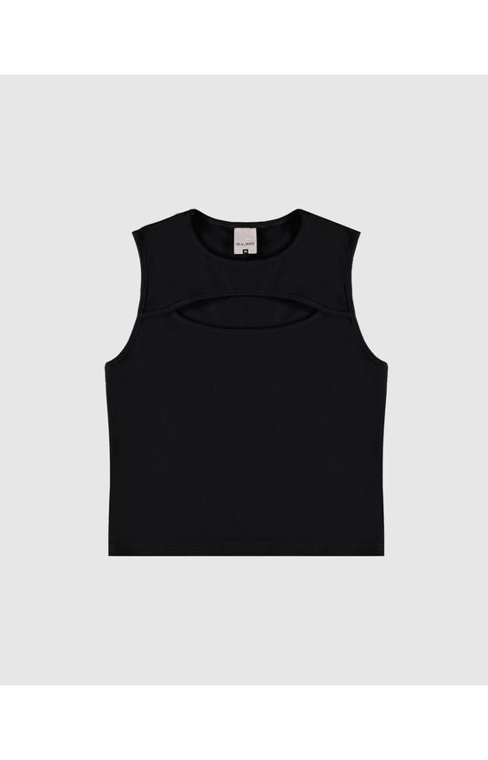 Regata Menina Cropped Decote Vazado Em Ribana Malwee Kids