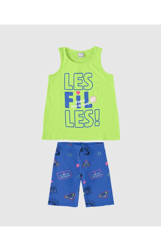 Conjunto Infantil Menina Bermuda Estampada Em Algodão Malwee Kids