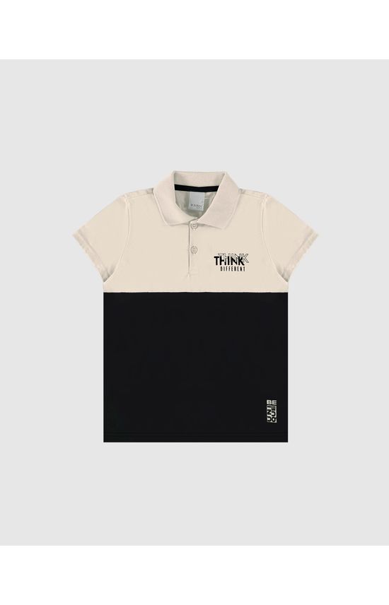 Camisa Polo Infantil Menino Bicolor Em Algodão Malwee Kids