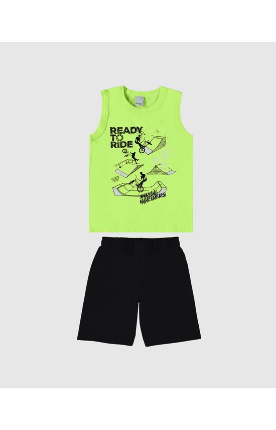 Conjunto Infantil Menino Regata Estampa Frontal Em Algodão Malwee Kids