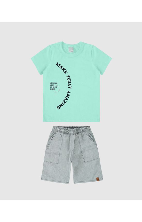 Conjunto Infantil Menino Estampa + Flock Em Algodão Malwee Kids