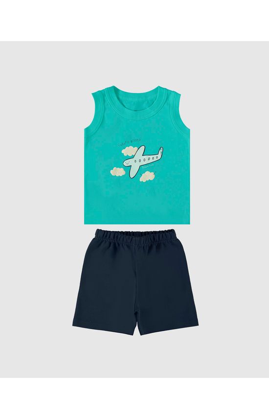 Conjunto Infantil Menino Estampa + Puff Em Algodão Malwee Kids