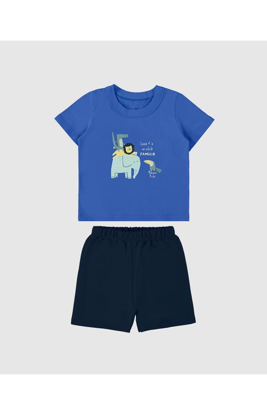 Conjunto Infantil Menino Camiseta Estampa + Puff Em Algodão Malwee Kids