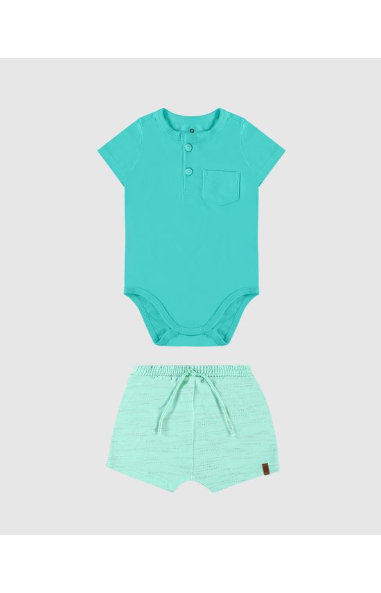 Conjunto Infantil Menino Body Bolso Frontal Em Algodão Malwee Kids