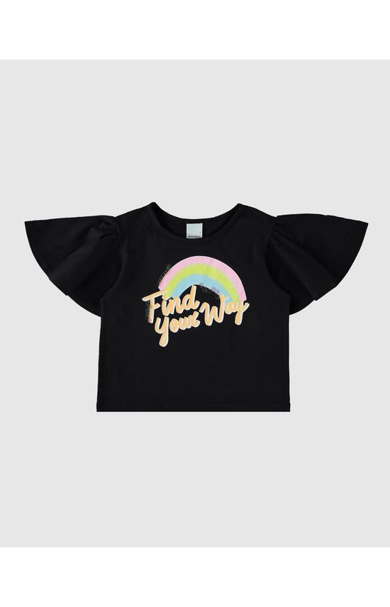 Blusa Infantil Menina Estampa + Paetê Em Algodão Malwee Kids