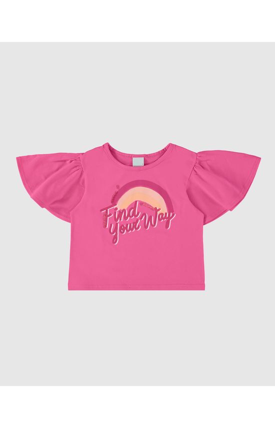 Blusa Infantil Menina Estampa + Paetê Em Algodão Malwee Kids