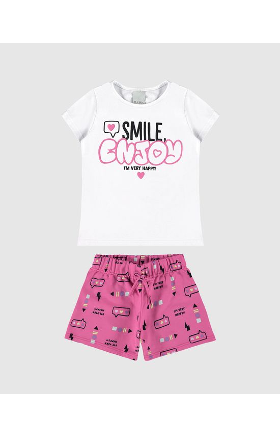 Conjunto Infantil Menina Blusa Estampa + Puff Em Algodão Malwee Kids