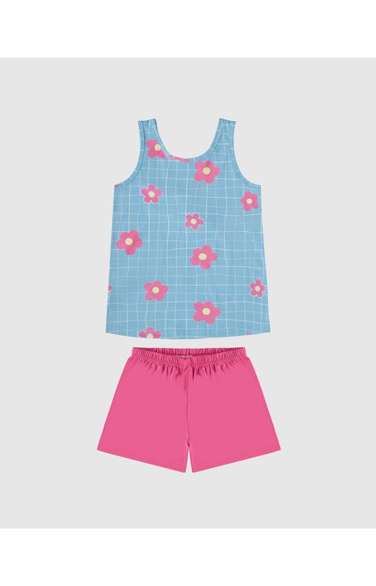 Pijama Infantil Menina Regata Flor Em Algodão Malwee Kids