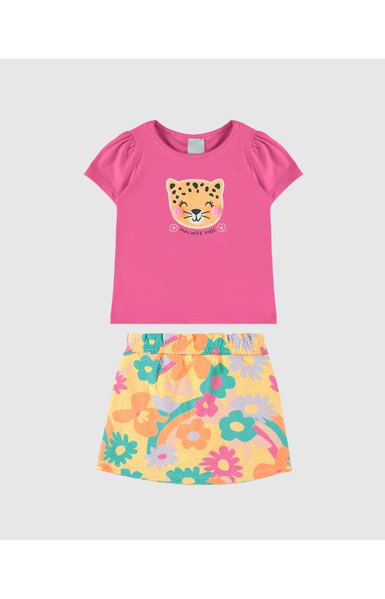 Conjunto Infantil Menina Estampa + Pompom Em Algodão Malwee Kids