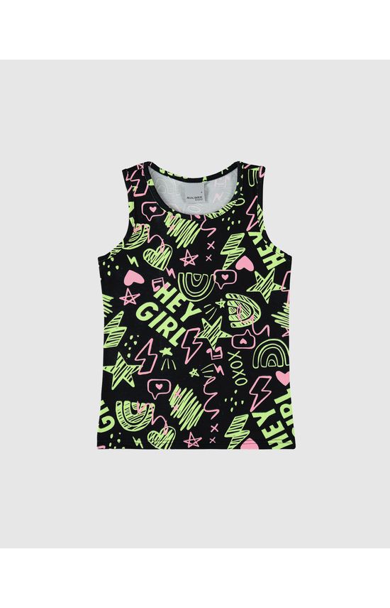 Regata Infantil Menina Estampada Em Algodão Malwee Kids