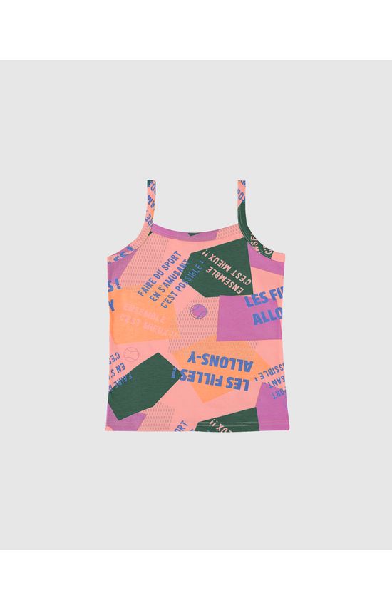 Regata Infantil Menina Alça Fina Estampada Em Algodão Malwee Kids