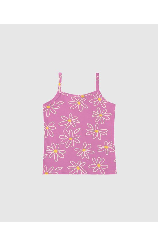 Regata Infantil Menina Alça Fina Estampada Em Algodão Malwee Kids