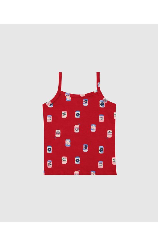 Regata Infantil Menina Alça Fina Estampada Em Algodão Malwee Kids
