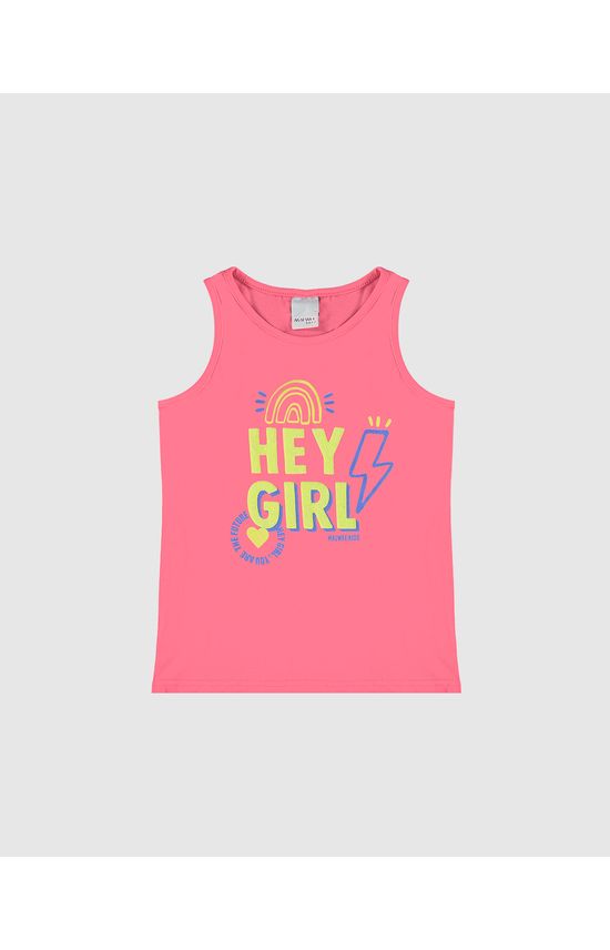 Regata Infantil Menina Hey Girl Em Algodão Malwee Kids