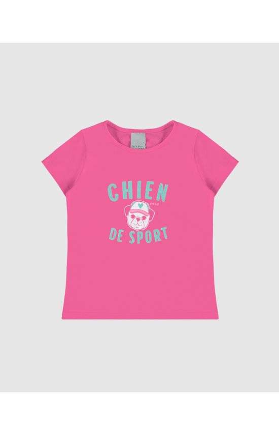 Blusa Infantil Menina Manga Curta Estampa + Glitter Em Algodão Malwee Kids