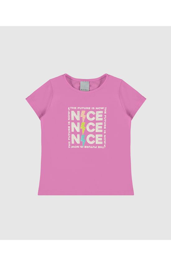 Blusa Infantil Menina Manga Curta Estampa + Glitter Em Algodão Malwee Kids