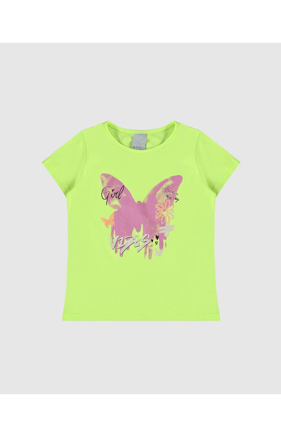 Blusa Infantil Menina Manga Curta Estampa + Glitter Em Algodão Malwee Kids