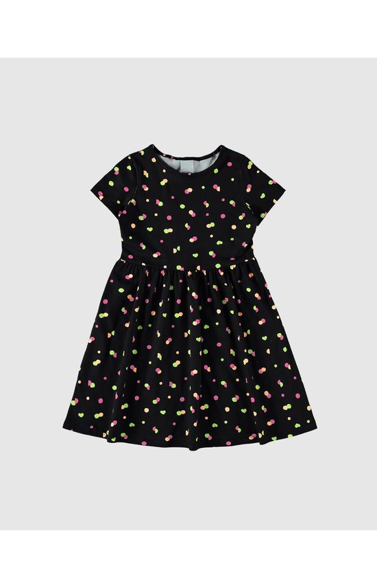 Vestido Infantil Evasê Manga Curta Estampado Em Algodão Malwee Kids