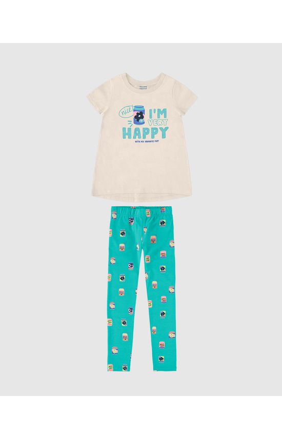 Conjunto Infantil Menina I'm Very Happy Em Algodão Malwee Kids