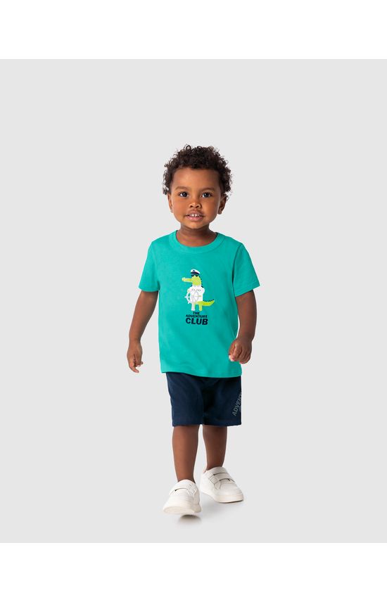 Conjunto Infantil Menino Bermuda Adventure Em Microfibra Malwee Kids