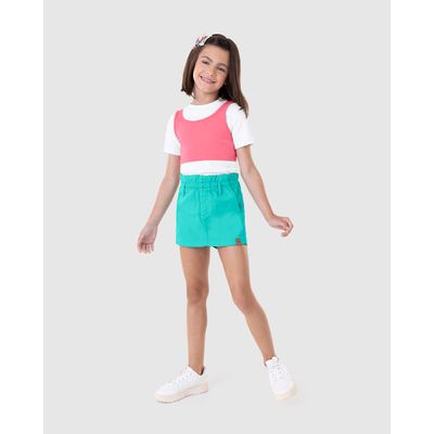 Shorts Saia Infantil Menina Em Sarja Stretch Malwee Kids