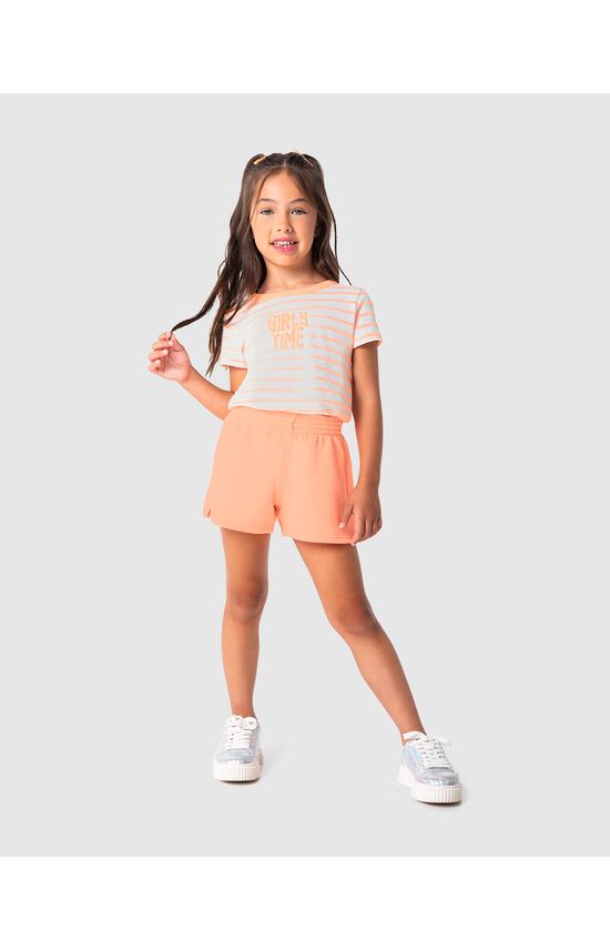 Conjunto Infantil Menina Girls Time Em Malha Listrada Malwee Kids
