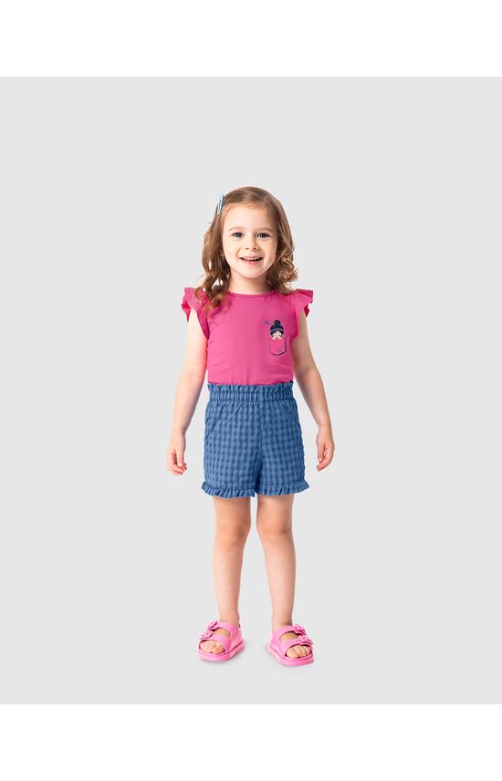 Conjunto Infantil Menina Shorts Em Malha Texturizada Malwee Kids
