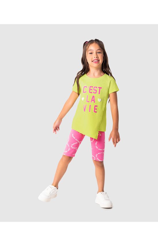 Conjunto Infantil Menina Blusa C'Est La Vie Em Algodão Malwee Kids