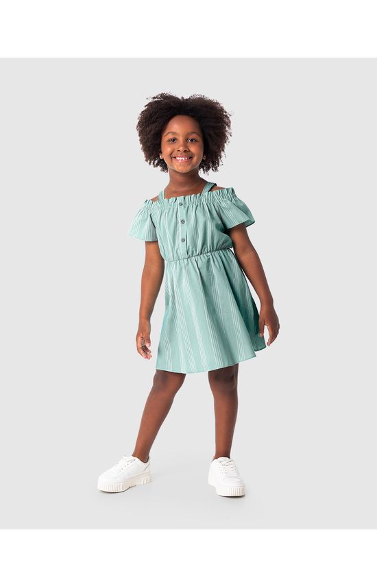 Vestido Infantil Decote Ciganinha Em Algodão Malwee Kids
