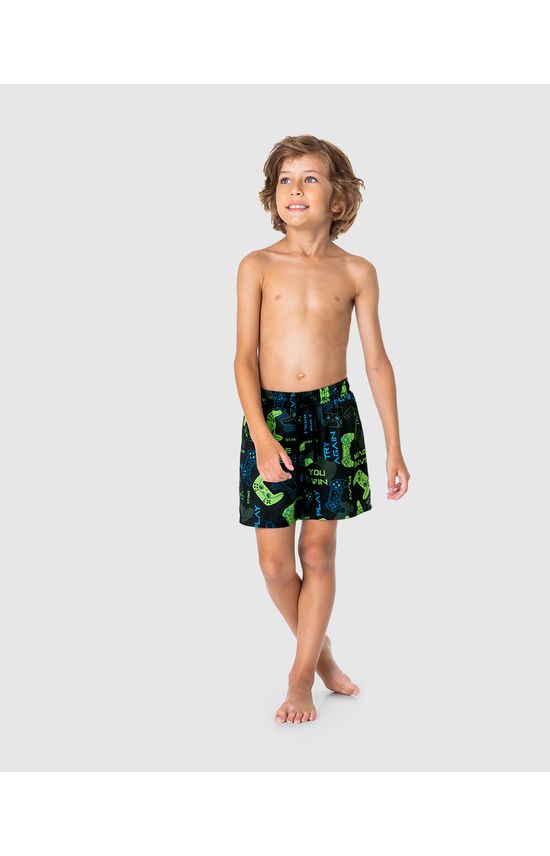 Shorts Praia Infantil Menino Em Microfibra Malwee Kids