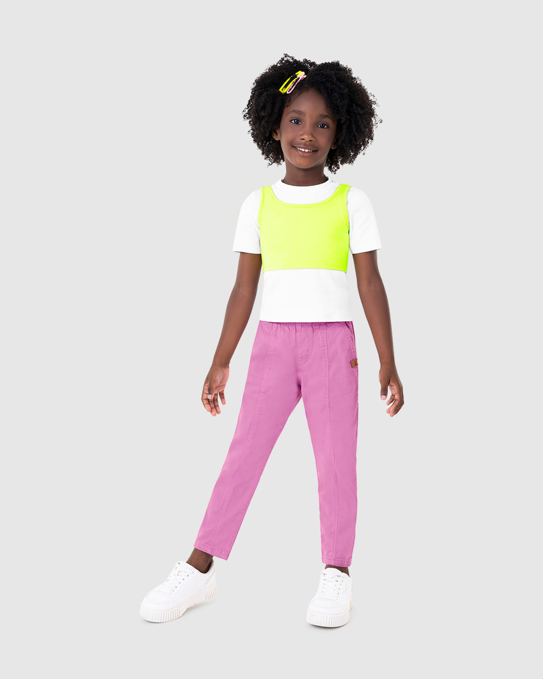Calça Infantil Menina Slouchy Cintura Média Em Sarja Malwee Kids - Imagem 4