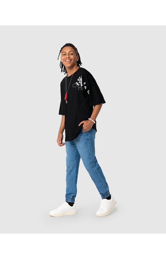 Calça Menino Jogger Cintura Média Em Jeans Malwee Kids